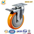 Zhejiang high quality 5 inch Threaded stem Total brake PU wheel